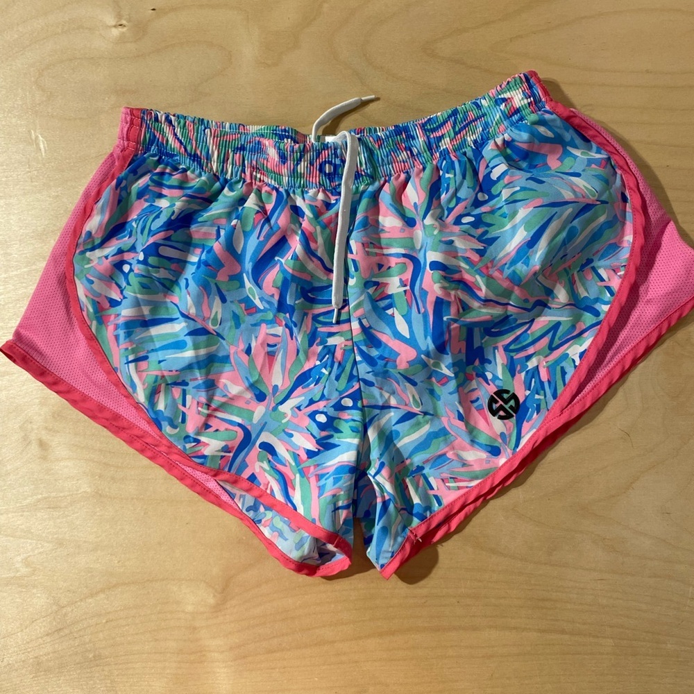 Simply Southern Pink and Blue Women's Athletic Shorts Large (CI)